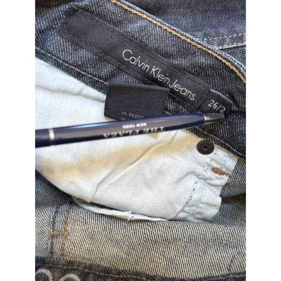 Women's Calvin Klein Lean Bootcut Dark Wash Stretch Blue Jeans Size 2 / 26 - Picture 11 of 12